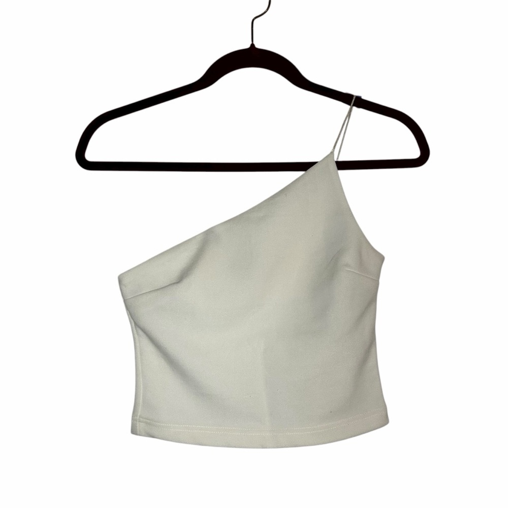 White One-Shoulder Crop Top